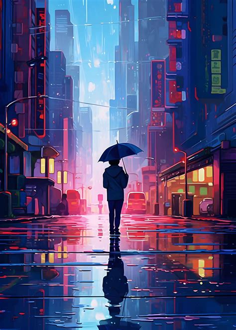 'Rain City Pixel 16bit Art ' Poster by minh ha | Displate