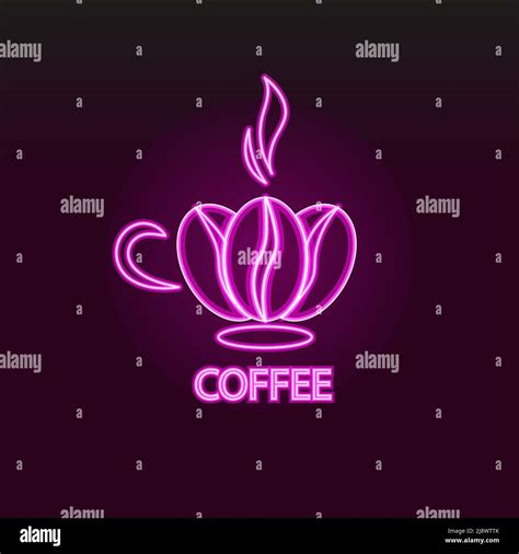 Coffee shop logo. Icon. Neon logo. Coffee beans. A cup of coffee Stock ...