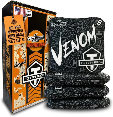 Amazon.com : Titan Bags Venom Cornhole Bags - 6" x 6" ACL PRO Approved Cornhole Bean Bags for ...