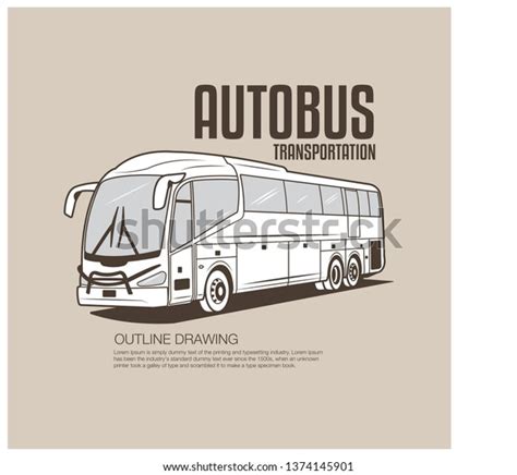 Bus Transportation Outline Drawing Vector Illustration Stock Vector ...