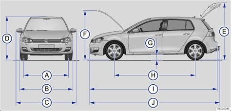 Volkswagen Golf Owners Manual - Dimensions - Technical data