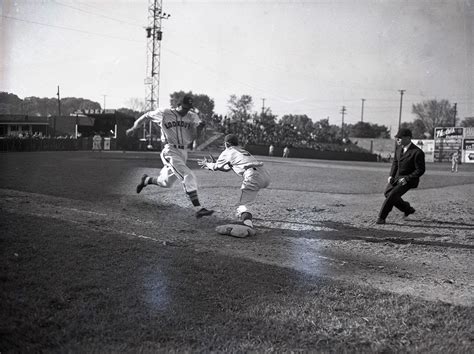 A Chattanooga Lookouts game, April 21, 1946. Was he out or safe? It looks close. Courtesy of the ...