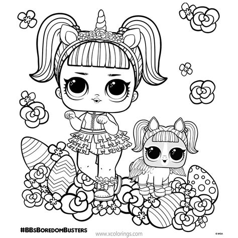 LOL Unicorn Coloring Pages Doll and Pet for Easter. | Unicorn coloring ...