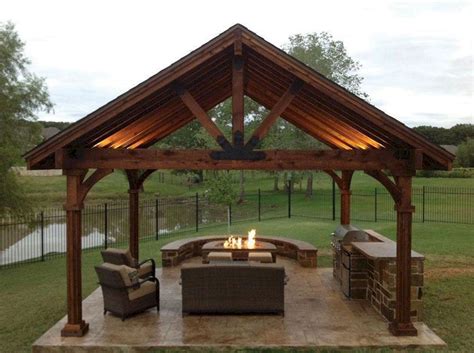 24 Simple Outdoor Pavilions Design with Fireplaces | Outdoor pavilion, Backyard pavilion ...