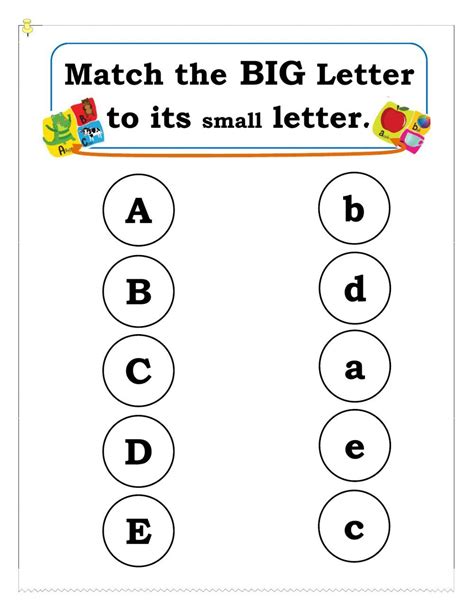 Matching Big letter to small letter worksheet | Letter worksheets, Lettering, Small letters