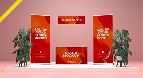 Premium PSD | Roll up banner and stand banner mockup. template | Standing banner design, Standee ...