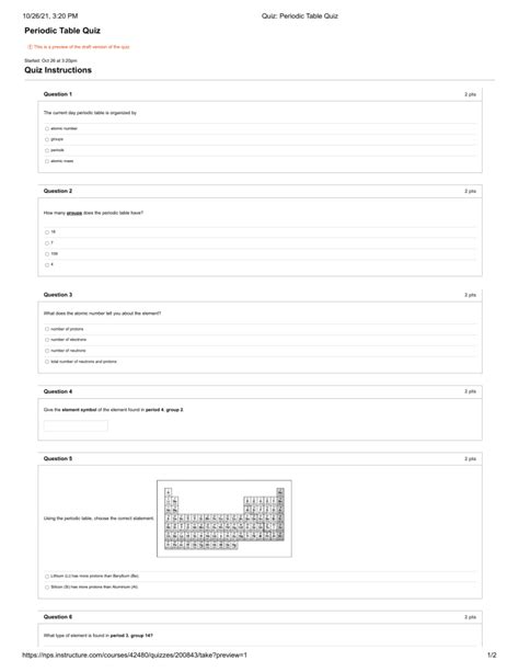 Quiz Periodic Table Quiz