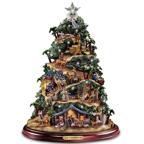 Thomas Kinkade Illuminated Nativity Tabletop Tree: Glory To The Newborn ...