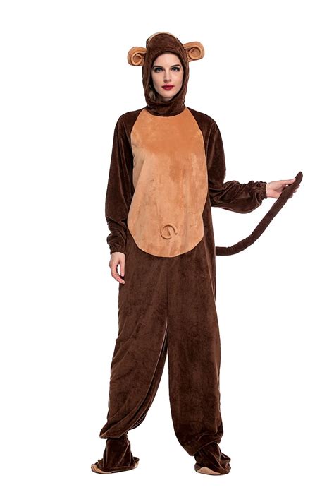 Fancy Adult Monkey Costume For Woman Cute Warm Cosplay Polyester Animal Clothe Jumpsit Halloween ...