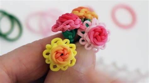 Rainbow Loom™ Mini Rose in Bloom Charm Tutorial - YouTube