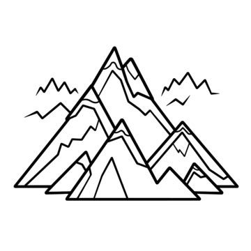 Simple Mountain Line Drawing Outline Sketch Vector, Mountain Drawing, Wing Drawing, Mountain Pic ...