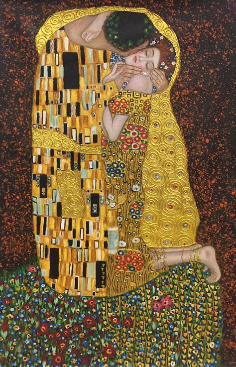 Gustav Klimt the Kiss Repro Oil Painting on | Etsy