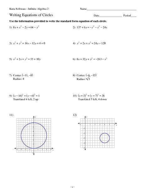 Equation Of A Circle Practice Worksheet Answers - Tessshebaylo