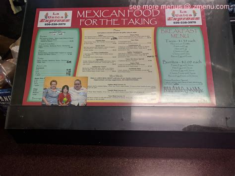 Online Menu of La Unica Express Restaurant, Lufkin, Texas, 75901 - Zmenu