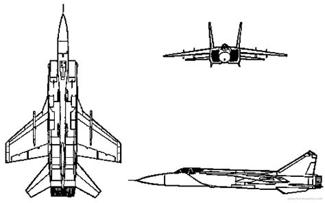 MiG 31 Foxhound blueprints free - Outlines