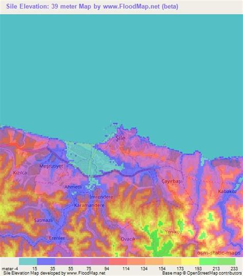 Elevation of Sile,Turkey Elevation Map, Topography, Contour