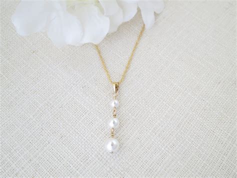 Pearl Drop Bridal Necklace Simple Pearl Wedding Necklace - Etsy