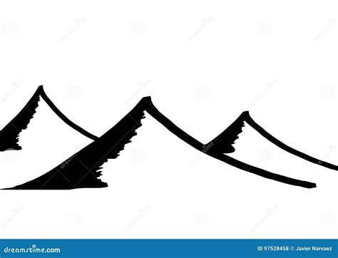 Silhouette of Mountains in Black and White Stock Vector - Illustration ...