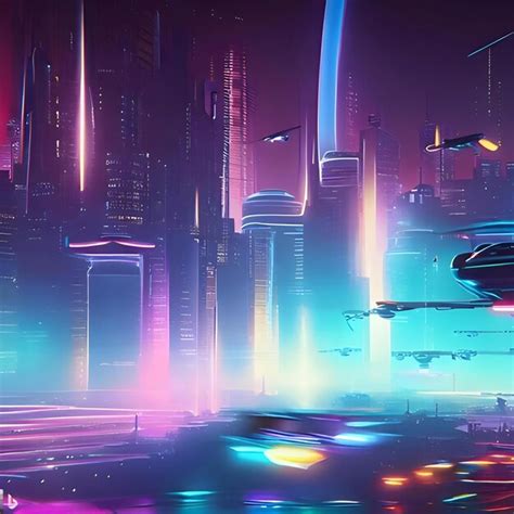 Premium AI Image | A futuristic city skyline at night