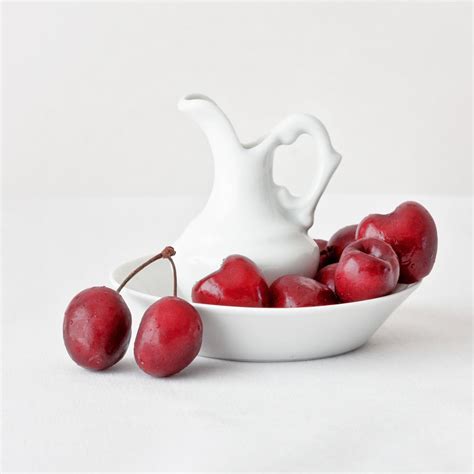 High key still life - cherries and china (8475) | High key photography, High key photo, High key