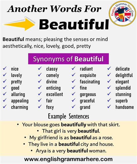 A Synonym And Antonym For Beautiful - beautifuljulllc