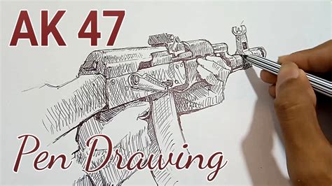 AK 47 Pen Sketch drawing - YouTube