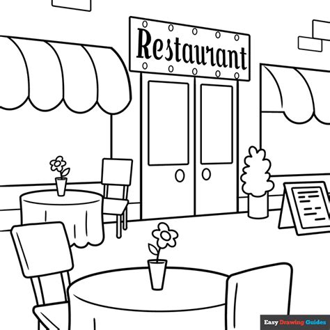 Restaurant Coloring Page | Easy Drawing Guides