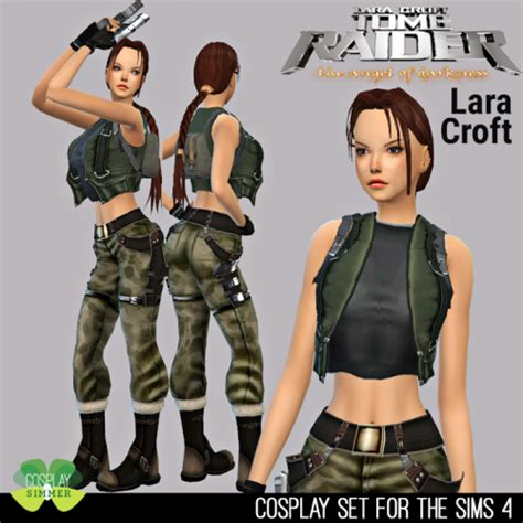 Tomb Raider Angel of Darkness Lara Croft Cosplay Set for The Sims 4 by Cosplay Simmer | Sims 4 ...