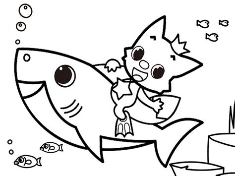 Pinkfong Riding Baby Shark Coloring Page - Free Printable Coloring Pages for Kids