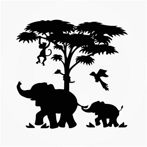 Circle Safari Animals Silhouette Svg Cutting Files Digital Clip Art ...