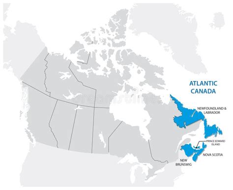 Survey Map of the Canadian Atlantic States, Atlantic Canada Stock Vector - Illustration of ...