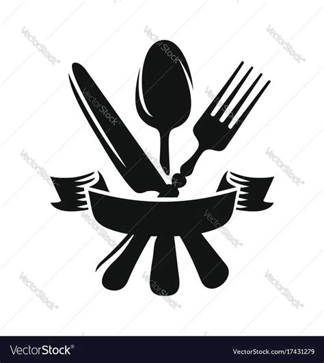 Black knife spoon and fork Royalty Free Vector Image | Kitchen logo, Spoon, Logo food