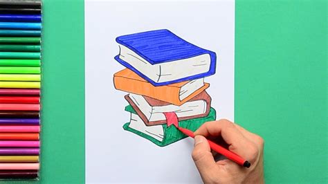 How to draw a stack of books - YouTube