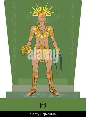 Illustration vector isolated of Inca, Mythical God Illapa, rain and ray ...