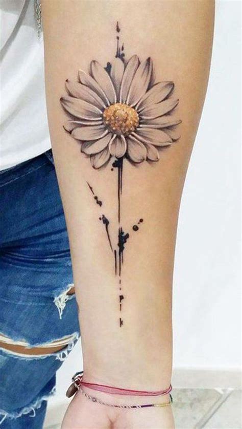 Beautiful Realistic Daisy Floral Flower Forearm Tattoo Ideas for Women - acuarela margarita ...