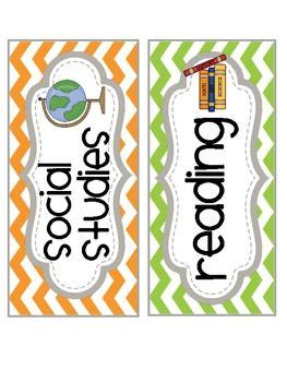 Classroom Subject Labels_Chevron | Classroom subject labels, Subject ...