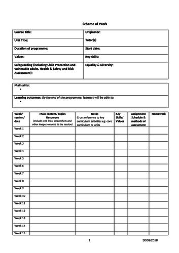 Blank Scheme Of Work Template