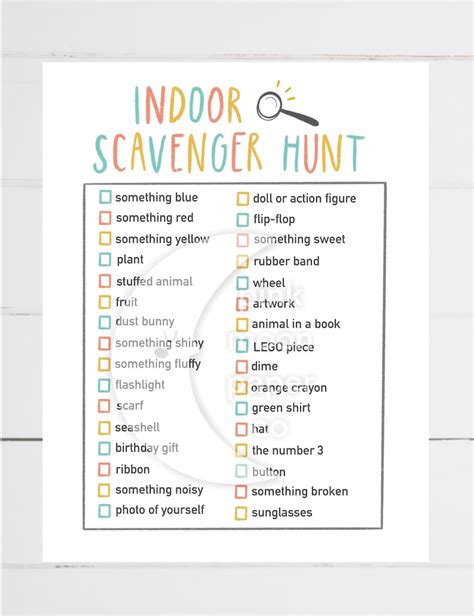 Printable Indoor Scavenger Hunt for Kids Snow Day Fun Easy | Etsy