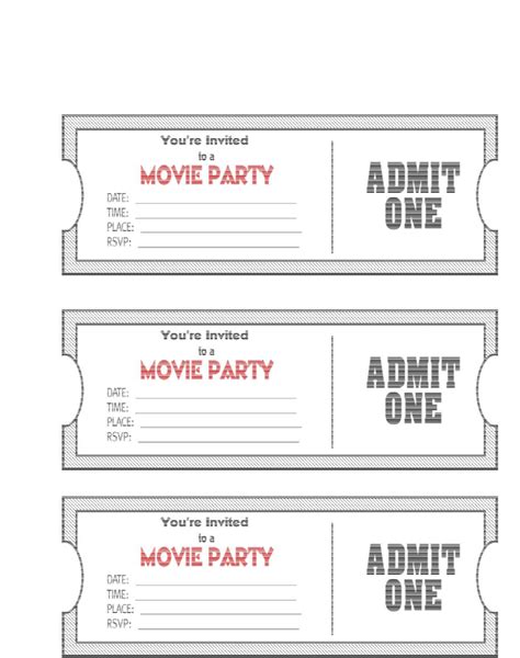 Movie Ticket Party Invitation Template Free Download