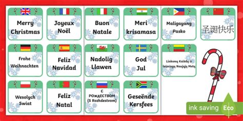 Merry Christmas in Different Languages Printable | Primary