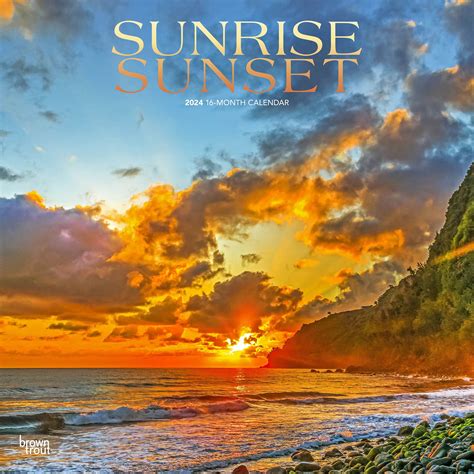 Sunrise Sunset | 2024 12x24" (Hanging) Square Wall Calendar | BrownTrout - Walmart.com