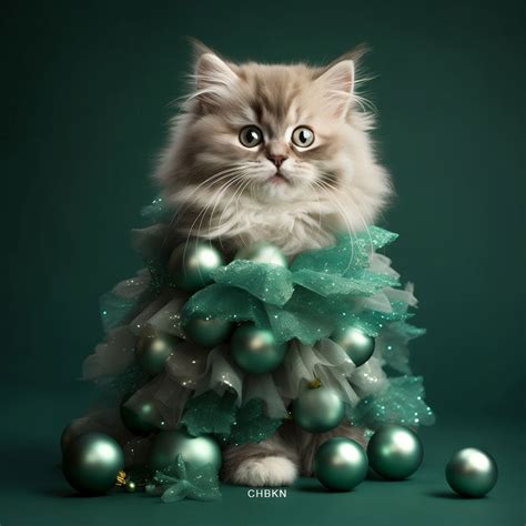 Surprised Kitten in Christmas Tree Costume – CHBKN