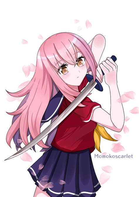 Kawaii pink hair girl with sword momokoscarlet - Illustrations ART street