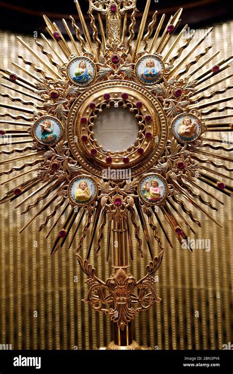 Catholic church. The Blessed Sacrament in a monstrance. Eucharist ...