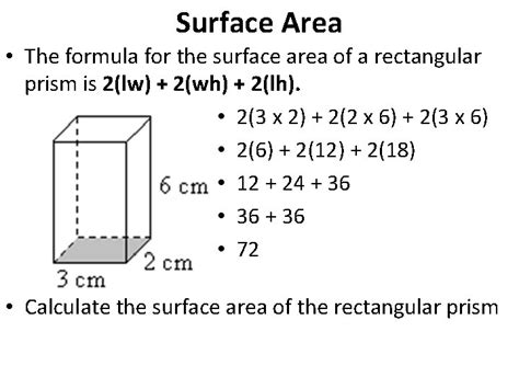 Surface Area of Rectangular Prism Using Formula Warm