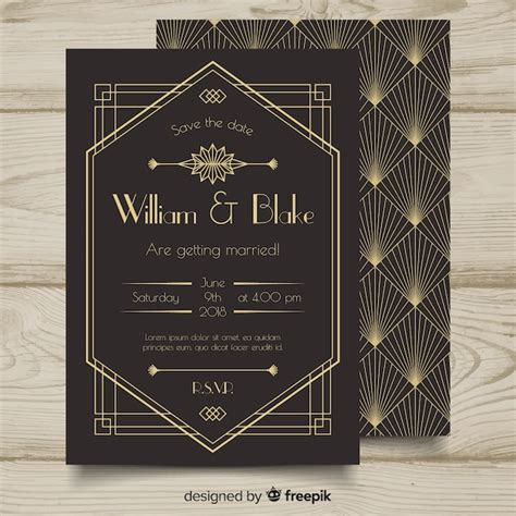 Art Deco Wedding Invitation Template