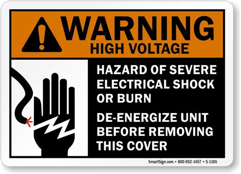 Warning High Voltage Hazard Of Severe Electrical Shock Sign, SKU: S-1165