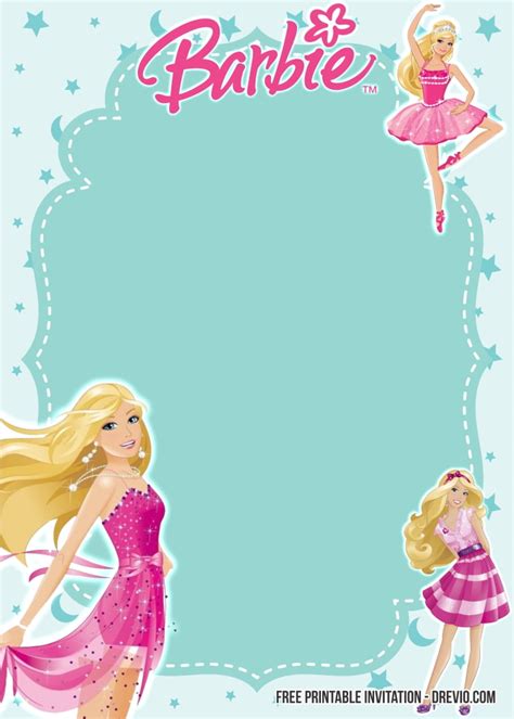 FREE Printable Barbie Birthday Invitation Templates