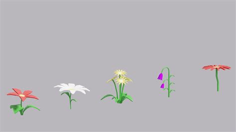 3D Cartoon Nature Flowers Pack - TurboSquid 1566005