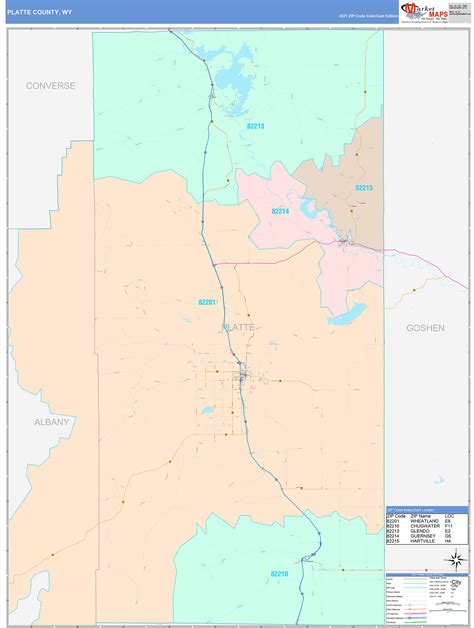 Platte County, WY Wall Map Color Cast Style by MarketMAPS - MapSales.com